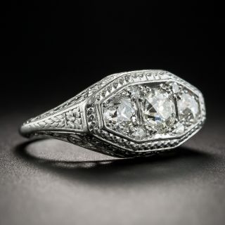 Art Deco Platinum Diamond Three-Stone Ring 