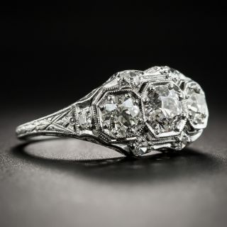 Art Deco Platinum Diamond Three-Stone Ring