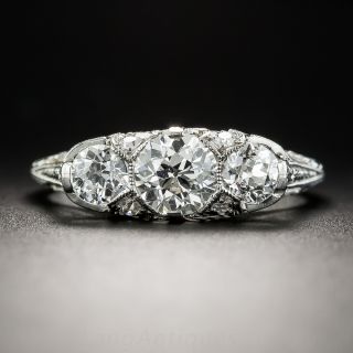 Art Deco Platinum Three-Stone Diamond Ring
