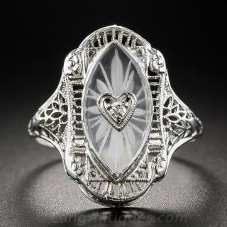 Art Deco Quartz Crystal and Diamond Dinner Ring