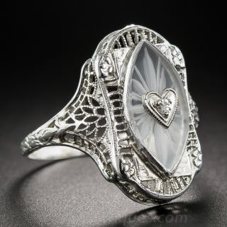 Art Deco Quartz Crystal and Diamond Dinner Ring