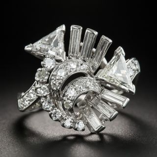 Art Deco/Retro Platinum Diamond Spray Ring 