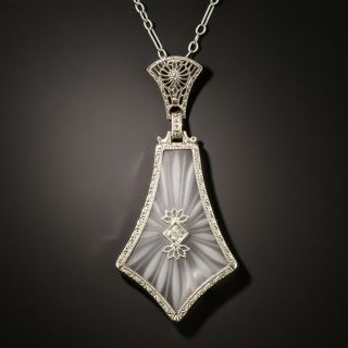 Art Deco Rock Crystal and Diamond Necklace - 3