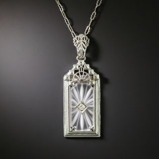 Art Deco Rock Crystal and Diamond Necklace - 2
