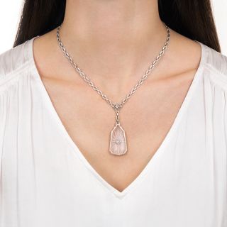 Art Deco Rock Crystal and Diamond Necklace by Krementz
