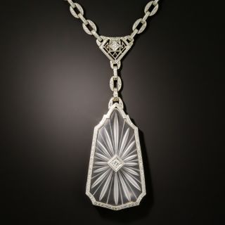 Art Deco Rock Crystal and Diamond Necklace by Krementz - 2