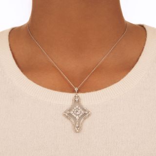 Art Deco Rock Crystal and Diamond Pendant