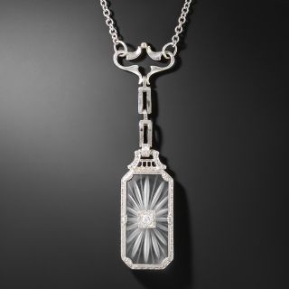 Art Deco Rock Crystal and Diamond Pendant - 3