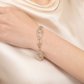 Art Deco Rock Crystal Filigree Bracelet