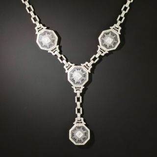 Art Deco Rock Crystal Quartz and Diamond Necklace - 3