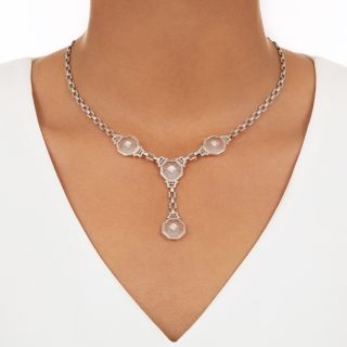Art Deco Rock Crystal Quartz and Diamond Necklace