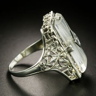 Art Deco Rock Crystal Quartz and Diamond Ring