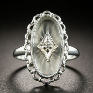 Art Deco Rock Crystal Quartz and Diamond Ring - 2