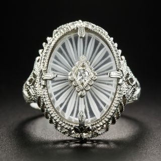 Art Deco Rock Quartz Crystal Diamond Ring - 1