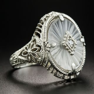 Art Deco Rock Quartz Crystal Diamond Ring