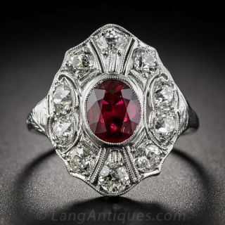 Art Deco Ruby and Diamond Dinner Ring