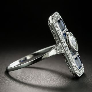 Art Deco Sapphire and .65 Carat Diamond Dinner Ring 