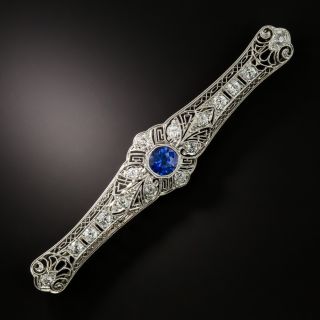 Art Deco Sapphire and Diamond Bar Pin - 1