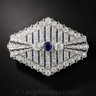 Art Deco Sapphire and Diamond Brooch - 1