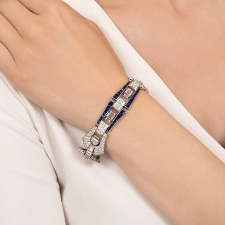 Art Deco Sapphire and Diamond Buckle Link Bracelet