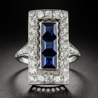 Art Deco Sapphire and Diamond Dinner Ring