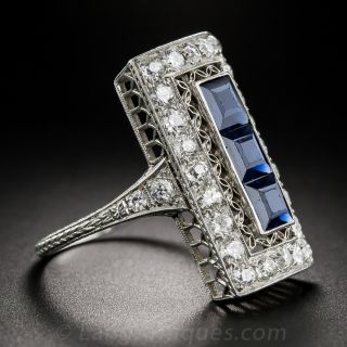 Art Deco Sapphire and Diamond Dinner Ring