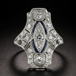 Art Deco Sapphire and Diamond Dinner Ring - 4