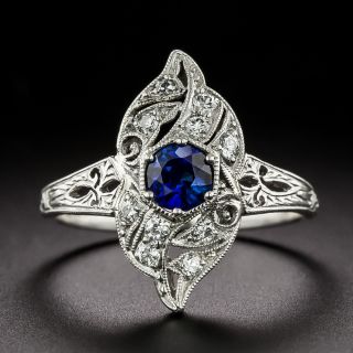 Art Deco  Sapphire and Diamond Dinner Ring - 2