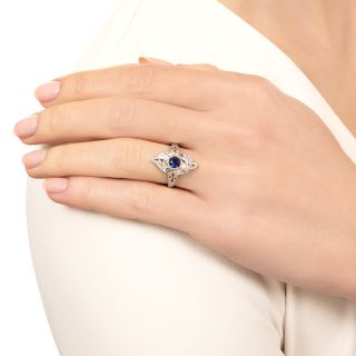 Art Deco  Sapphire and Diamond Dinner Ring