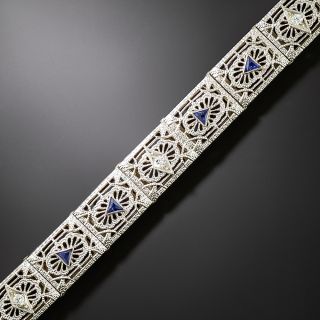 Art Deco Sapphire* and Diamond Filigree Bracelet - 3