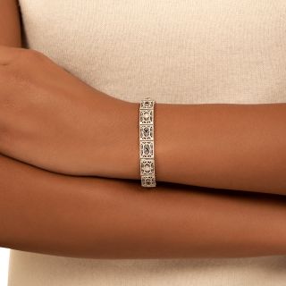 Art Deco Sapphire* and Diamond Filigree Bracelet
