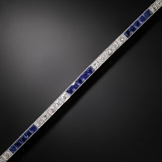 Art Deco Sapphire and Diamond Line Bracelet - 3