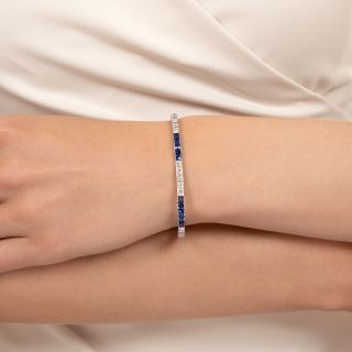 Art Deco Sapphire and Diamond Line Bracelet