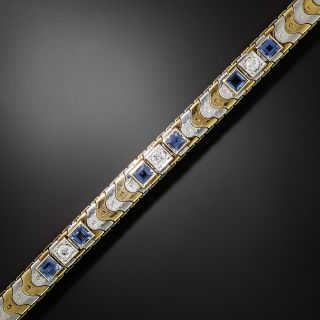 Art Deco Sapphire and Diamond Link Bracelet by Sloan - 3