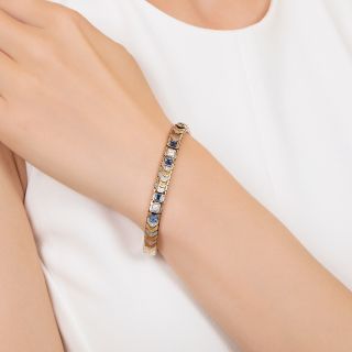Art Deco Sapphire and Diamond Link Bracelet by Sloan