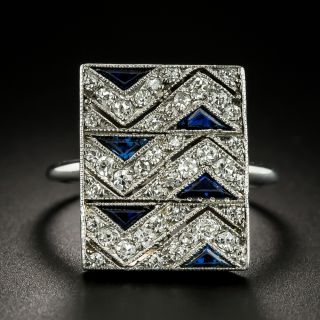 Art Deco Sapphire and Diamond Zigzag Ring - 2