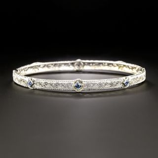 Art Deco Sapphire Filigree Bangle Bracelet - 2