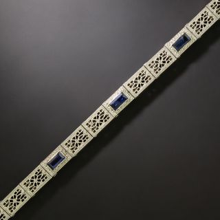 Art Deco Sapphire Filigree Bracelet by Granary - 2