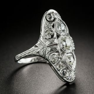 Art Deco Scroll Motif Diamond Dinner Ring