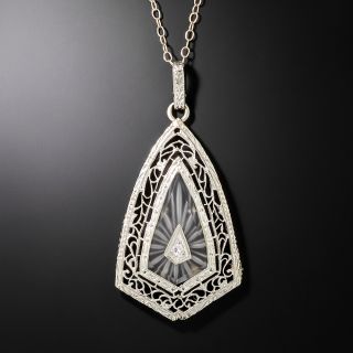 Art Deco Shield-Shaped Rock Crystal and Diamond Necklace - 2