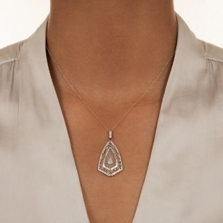 Art Deco Shield-Shaped Rock Crystal and Diamond Necklace