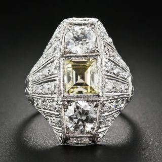 Art Deco  Square-Cut  Diamond Dinner Ring  - 6