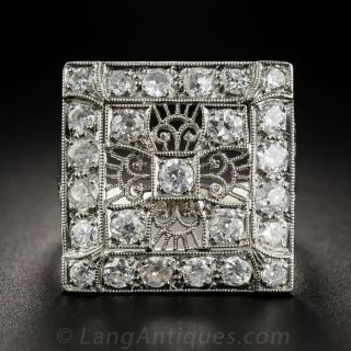 Art Deco Square Diamond and Platinum Ring