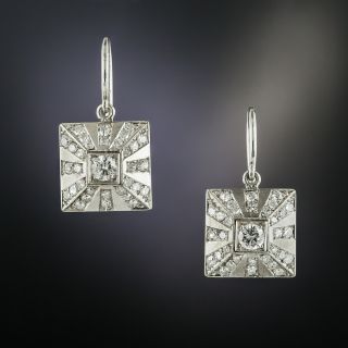 Art Deco Square Diamond Earrings - 2
