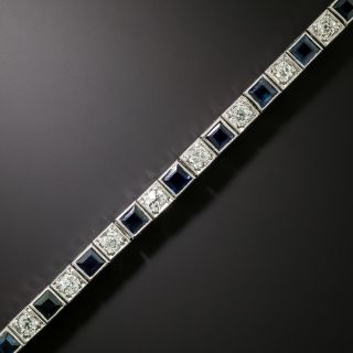 Art Deco Square Sapphire and Diamond Line Bracelet - 3