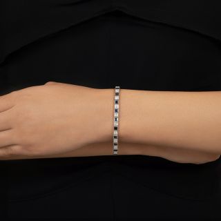 Art Deco Square Sapphire and Diamond Line Bracelet