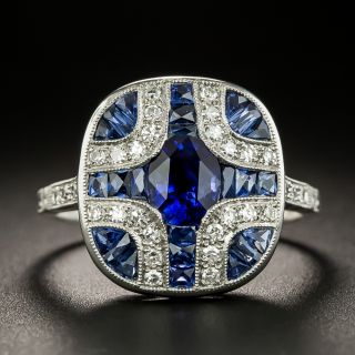 Art Deco Style 1.00 Carat Sapphire and Diamond Ring - 2