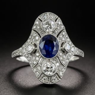 Art Deco-Style 1.01 Carat Sapphire and Diamond Dinner Ring - 1