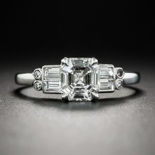 Art Deco Style 1.01 Carat Square Emerald-Cut Diamond Ring - GIA G SI1 - 1