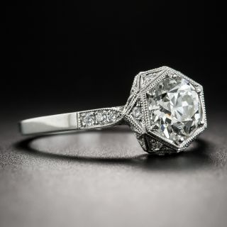 Art Deco Style 1.07 Carat Diamond Platinum Engagement Ring - GIA J SI1